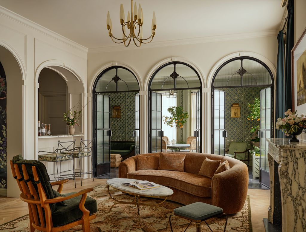 The stunning living area inside The Presidential Suite 