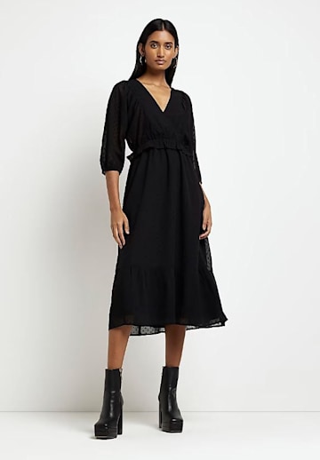 river island black wrap dress 