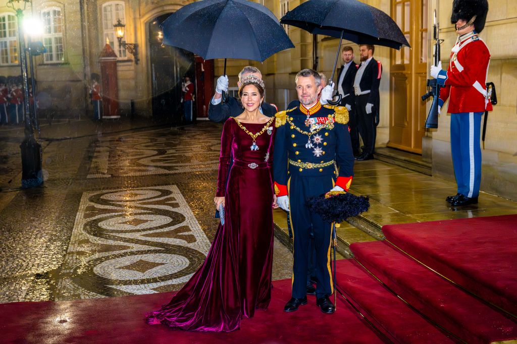 Crown Prince Frederik and Crown Princess Mary of Denmark attending the annual New Year's dinner