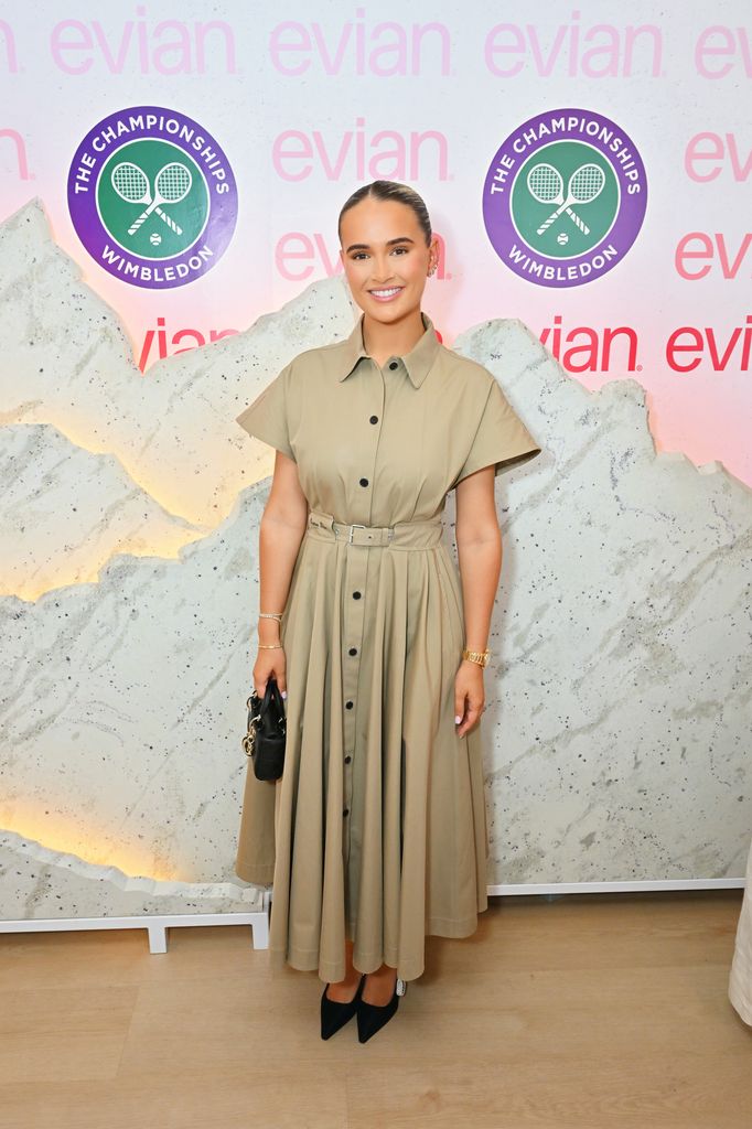 Molly-Mae Hague attends the evian 'Mountain Of Youth' VIP Suite during day two of Wimbledon 2025 on June 30, 2025 in London, England