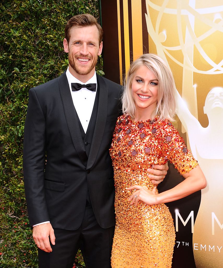 Brooks Laich and Julianne Hough attend the 2015 Creative Arts Emmy Awards at Microsoft Theater on September 12, 2015 in Los Angeles, California