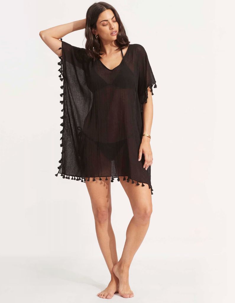 Seafolly Amnesia Crinkled-Cotton Kaftan