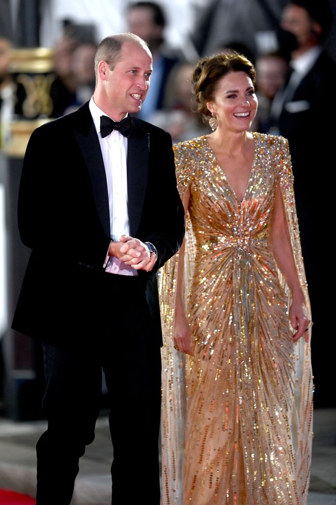 William and Kate smile on red carpet at James Bond premiere, 2021