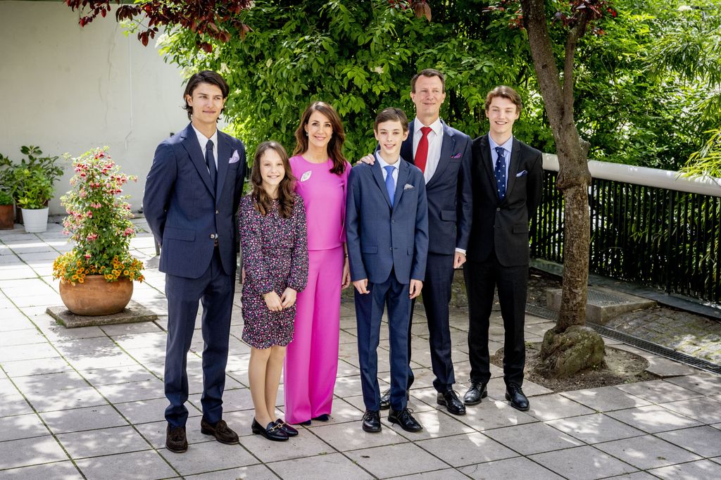 Princess Marie and Prince Joachim pose for a family photo