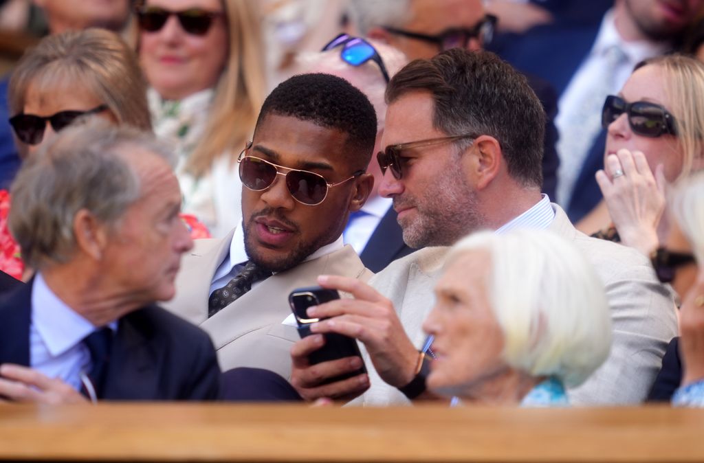 Anthony Joshua with Eddie Hearn in the Royal Box