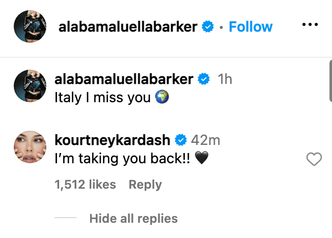 Kourtney is keen to go back to Italy soon!