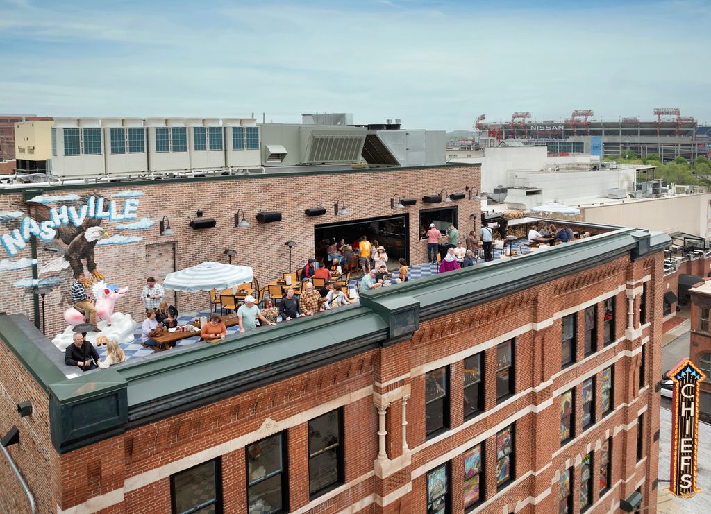 Rooftop view of Eric Church's bar Chiefs