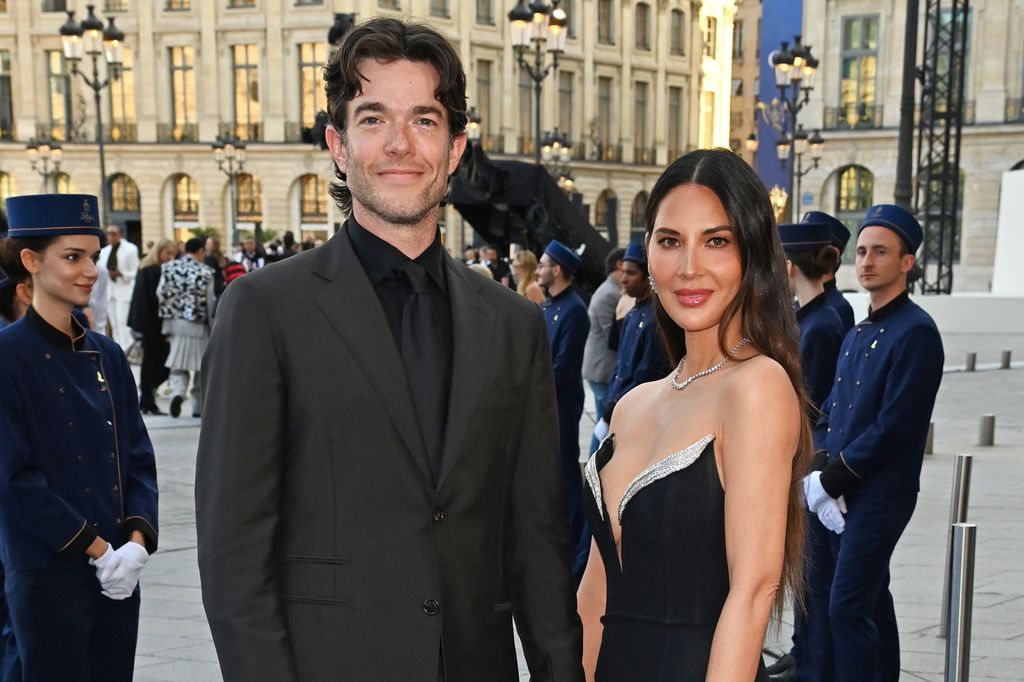 John Mulaney and Olivia Munn attend Vogue World: Paris at Place Vendome on June 23, 2024 in Paris, France.