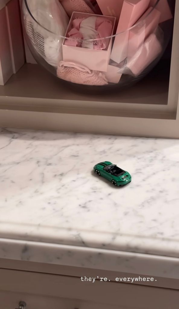 Photo shared by Kylie Jenner on her Instagram Stories of the little toy cars her son Aire likes to leave all over her house