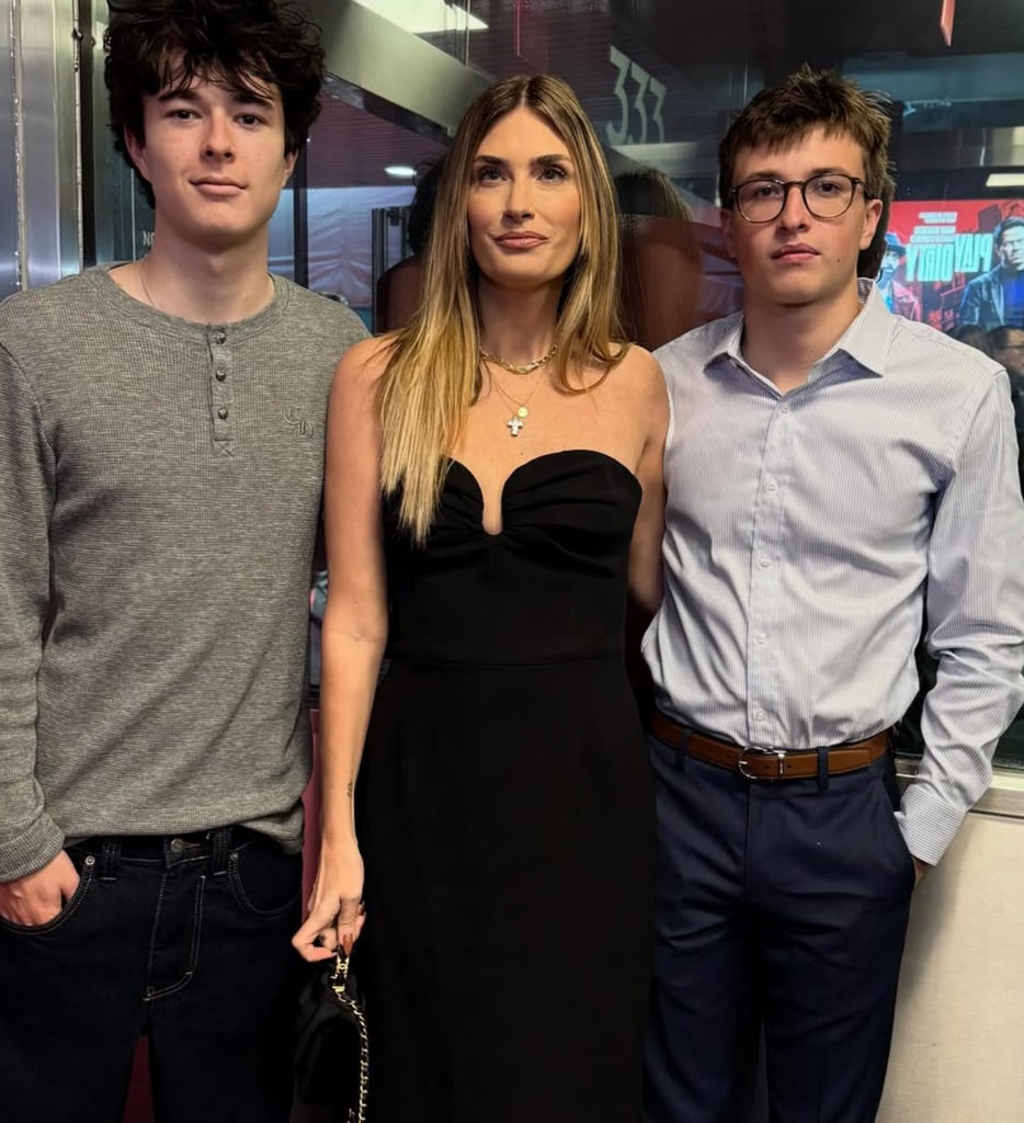 Photo shared by Mark Wahlberg's wife Rhea Durham featuring her sons Michael (right) and Brendan (left) at the Play Dirty premiere, September 2025