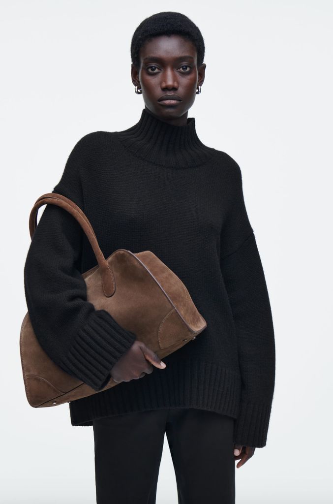 brown suede bag from cos that's similar to the row