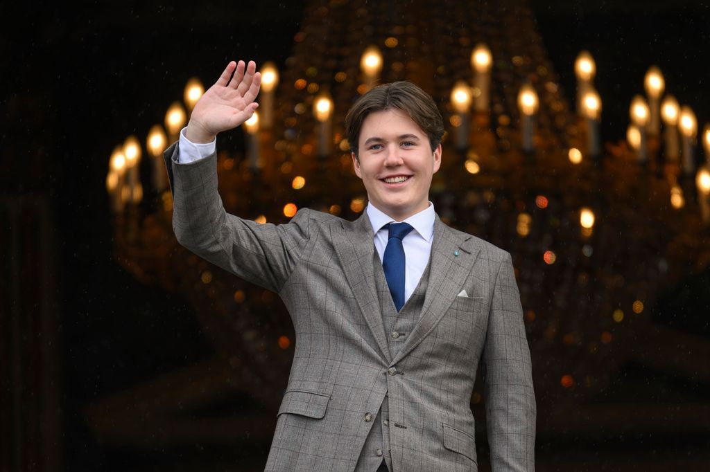 Prince Christian waving to crowds from Amalienborg Palace, Copenhagen