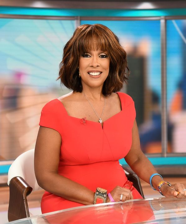 Gayle King on CBS mornings red dress