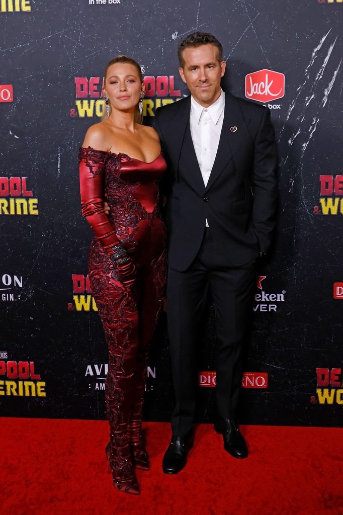 Blake Lively and Ryan Reynolds attend the world premiere of "Deadpool & Wolverine" at Lincoln Center on July 22, 2024 in New York City.