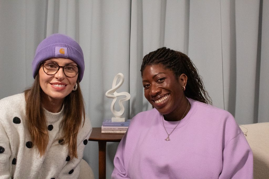 Comedian Ellie Taylor with podcast host Ateh Jewel
