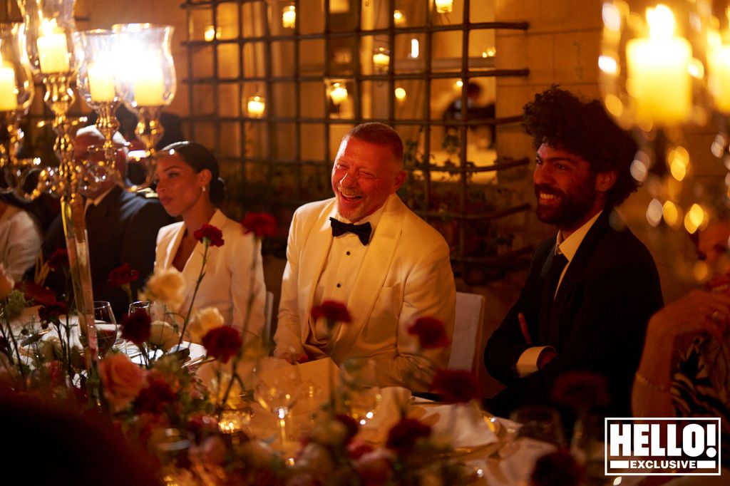 Boris Becker laughing at the wedding dinner