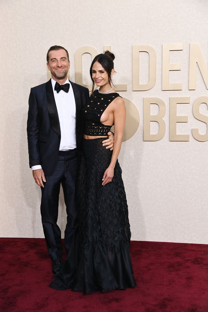 Mason Morfit and Jordana Brewster attend the 81st Annual Golden Globe Awards at The Beverly Hilton on January 07, 2024 in Beverly Hills,