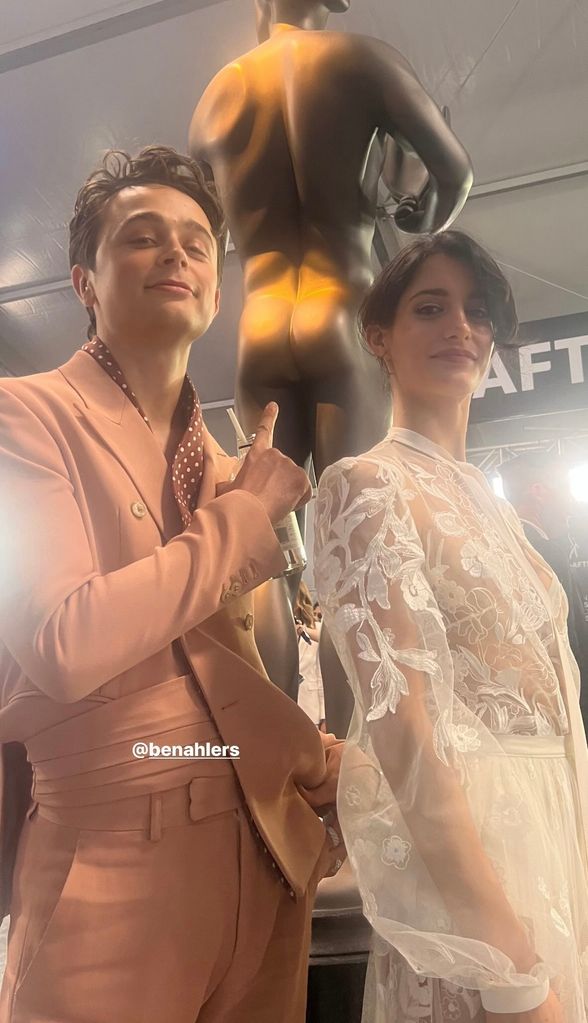 Photo shared by Audrey McGraw to Instagram Stories February 25 of her with The Gilded Age star Ben Ahlers attending the SAG Awards