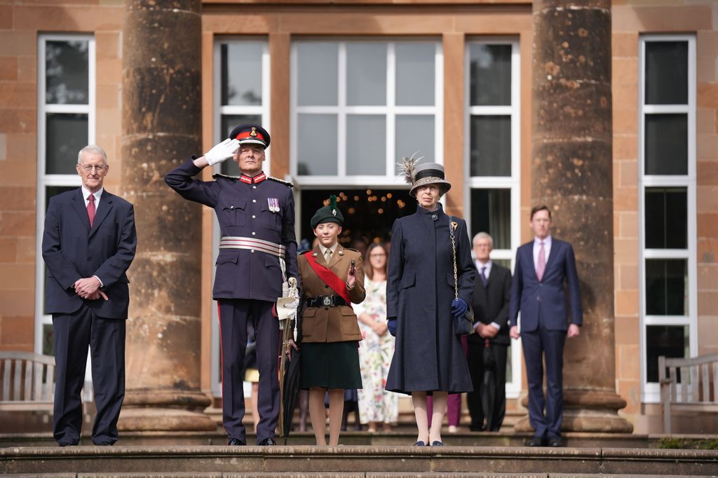 Princess Anne standing on steps at Hillsborough Castle
