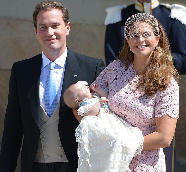 Princess Madeleine holding her second baby