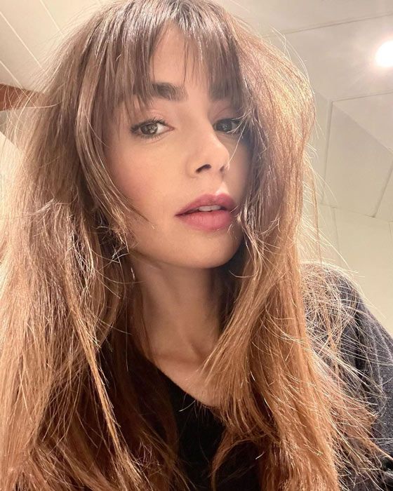 lily collins bangs