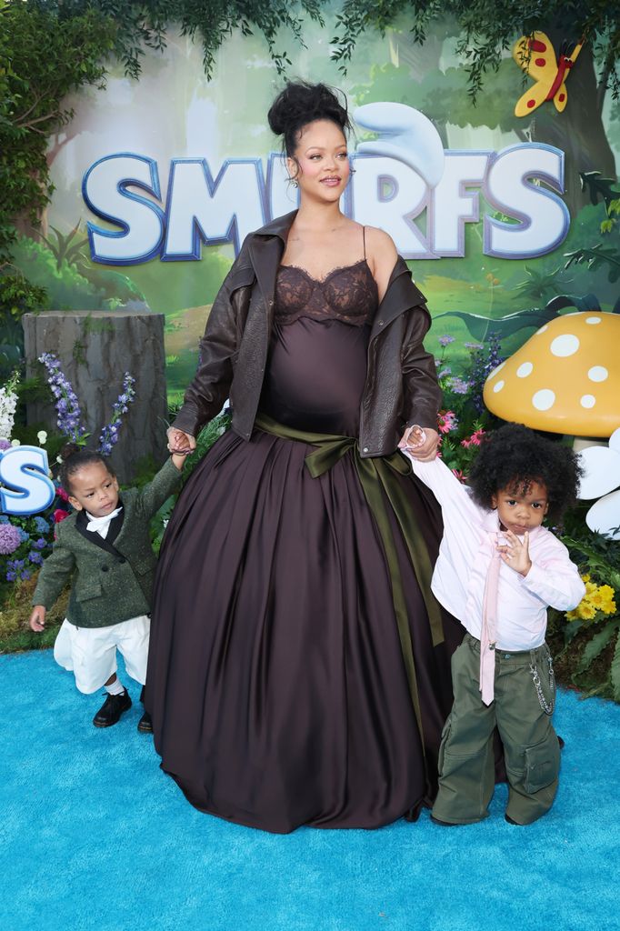 Riot Rose Mayers, Rihanna, and RZA Athelston Mayers attend the Los Angeles Premiere of Paramount Pictures of Smurfs