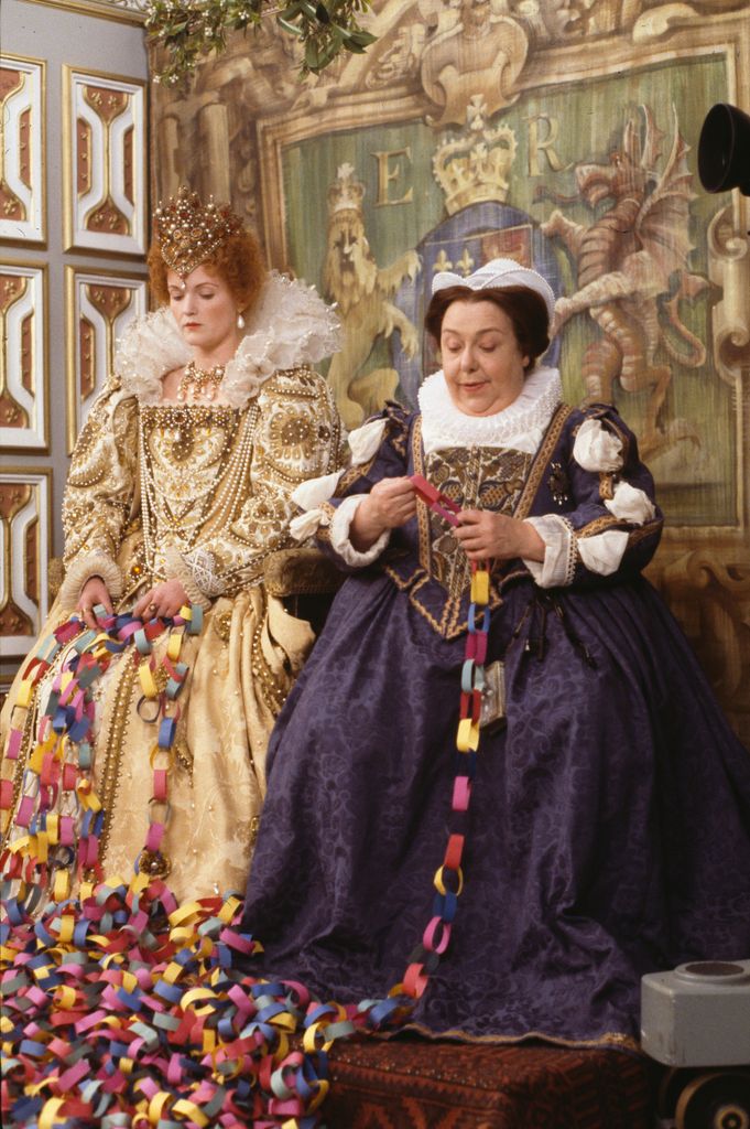 Actresses Miranda Richardson and Patsy Byrne in 'Blackadder's Christmas Carol',