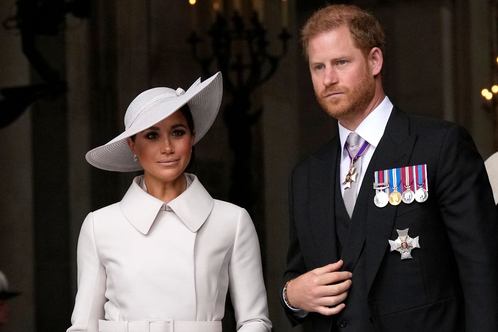 Prince Harry and Meghan Markle after the service of thanksgiving 