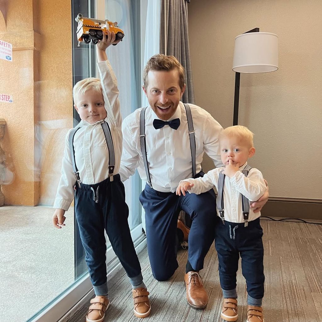 Ned Fulmer with his sons Wesley and Finn getting ready for a celebratory outing, shared on Instagram