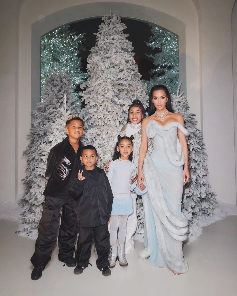 Kim Kardashian's son was seen running out of the Christmas Eve photoshoot to say hi to his young cousin Tatum 