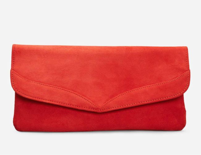 red suede kate middleton clutch
