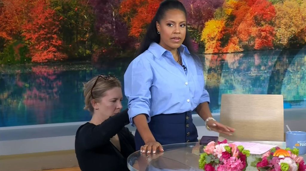 sheinelle jones being sewed into her pants on today show