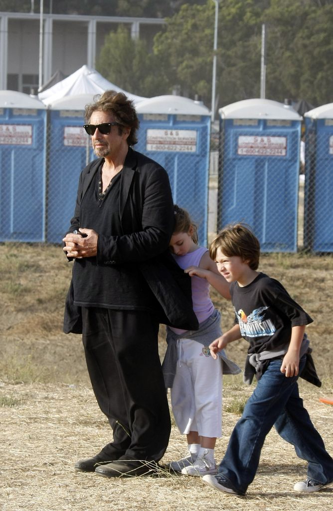 Al Pacino, his daughter Olivia Rose and his son Anton James are seen at the Malibu Fair in 2008 in Malibu, 