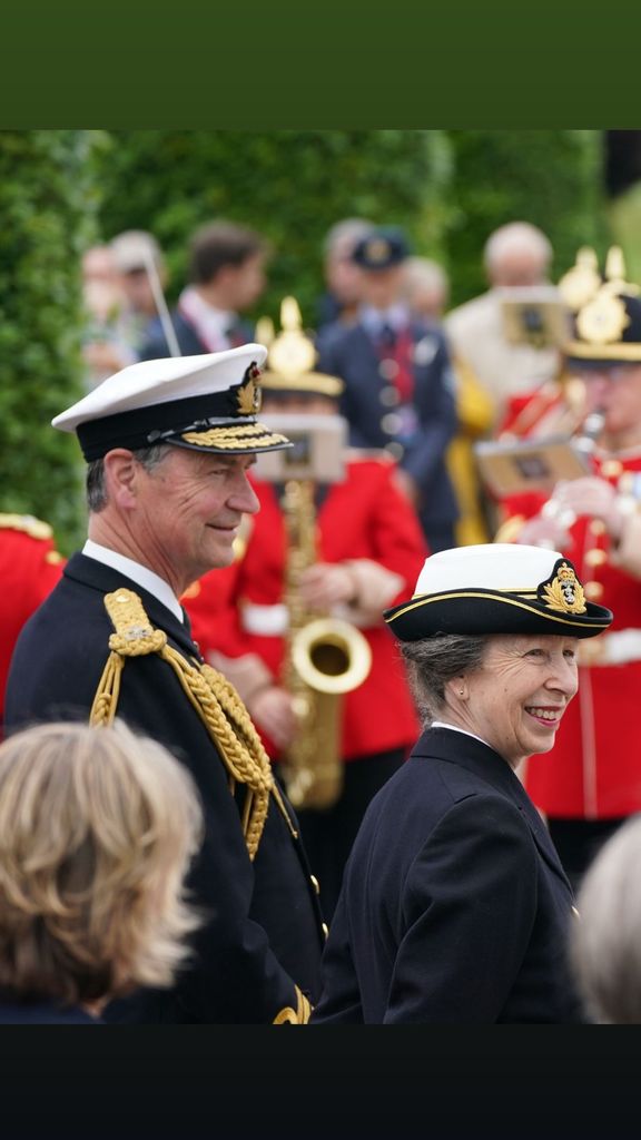 Sir Timothy Laurence and Princess Anne smiling in the sunshine 