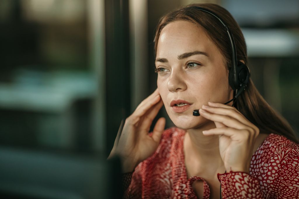 woman talking on headset