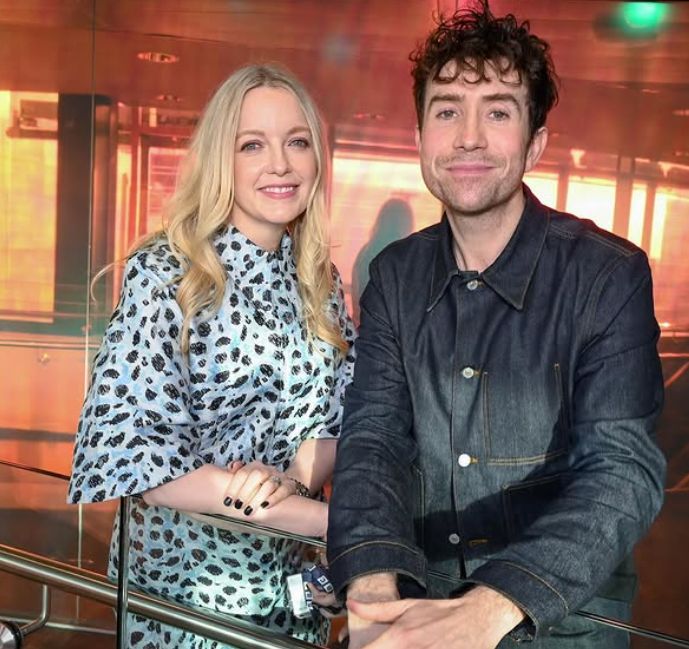 Lauren Laverne standing with Nick Grimshaw