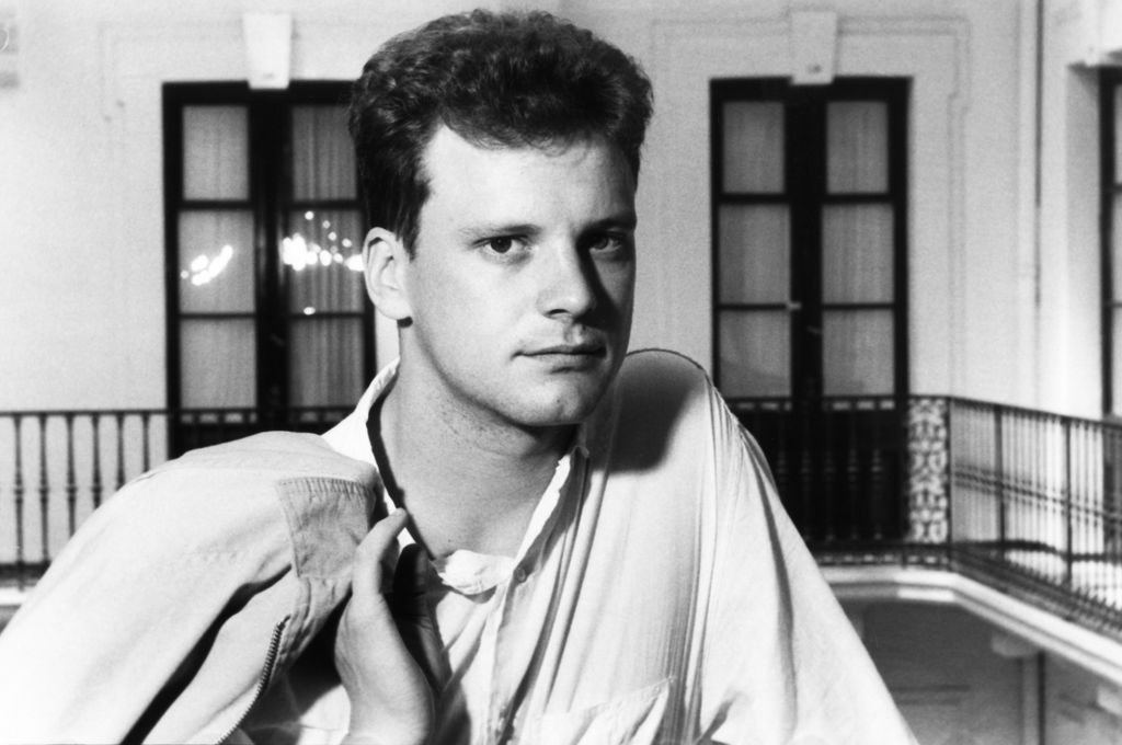 Young Colin Firth, black and white photo (Photo by Alain DENIZE/Gamma-Rapho via Getty Images)