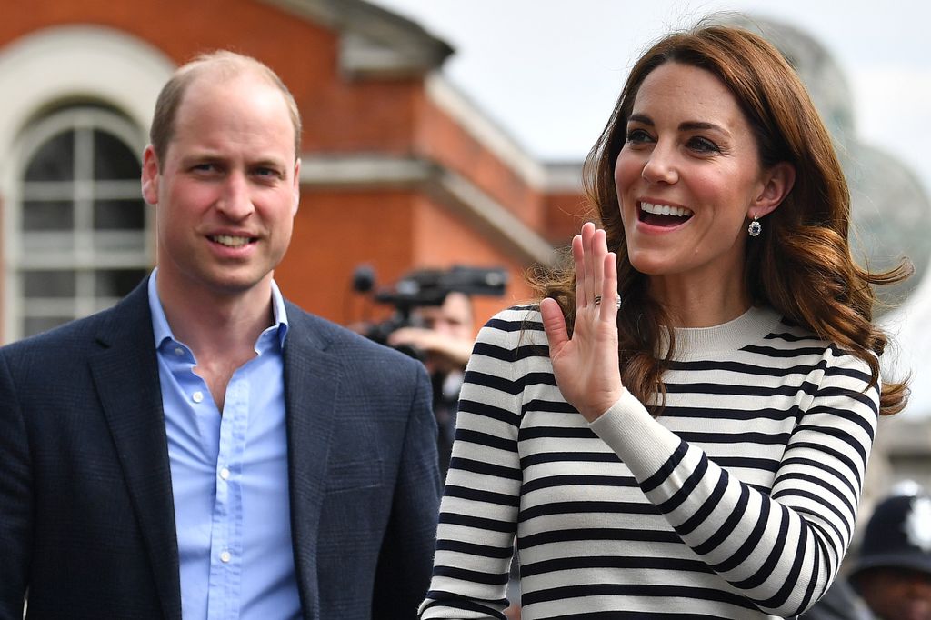 Kate Middleton waving in Greenwich as William looks on 