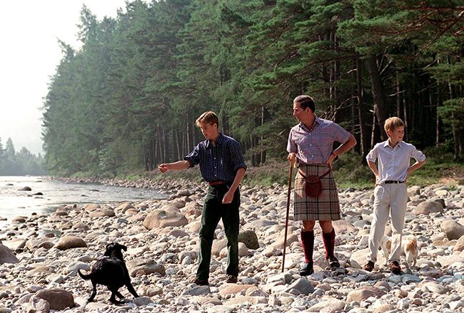 prince charles with sons harry and william at balmoral