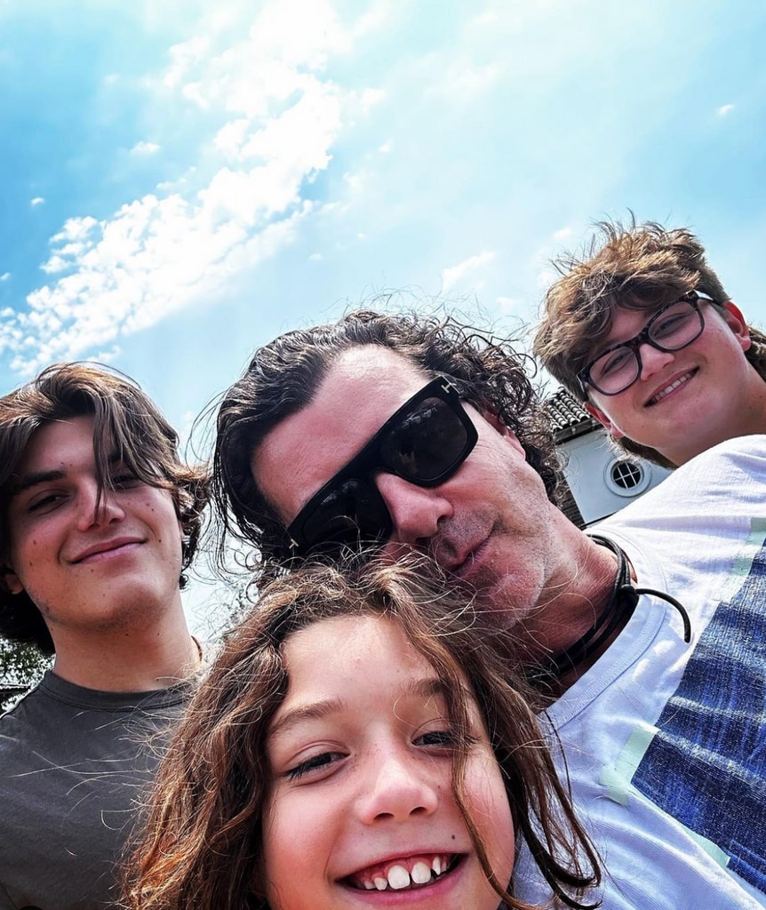 Photo shared by Gavin Rossdale on Instagram on June 2023 with his three sons with Gwen Stefani during their visit to London