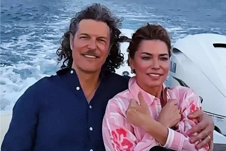 Shania and her husband Frederic  on a boat