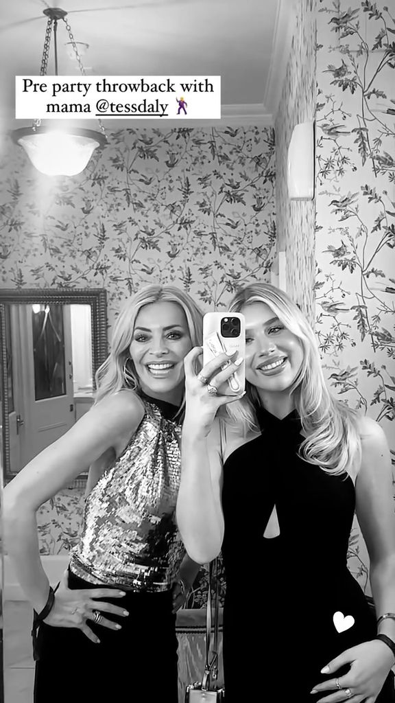 Tess Daly in a sequin top with her daughter taking a mirror selfie