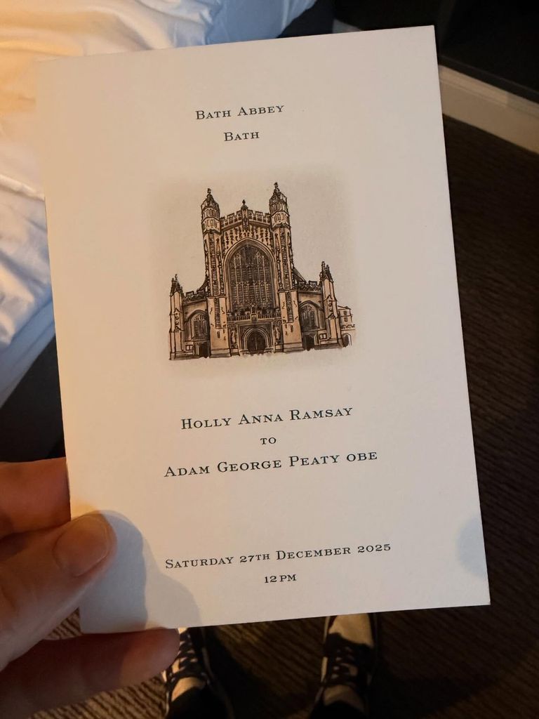 Dan Walker holding the order of service from Holly Ramsay and Adam Peaty's wedding 