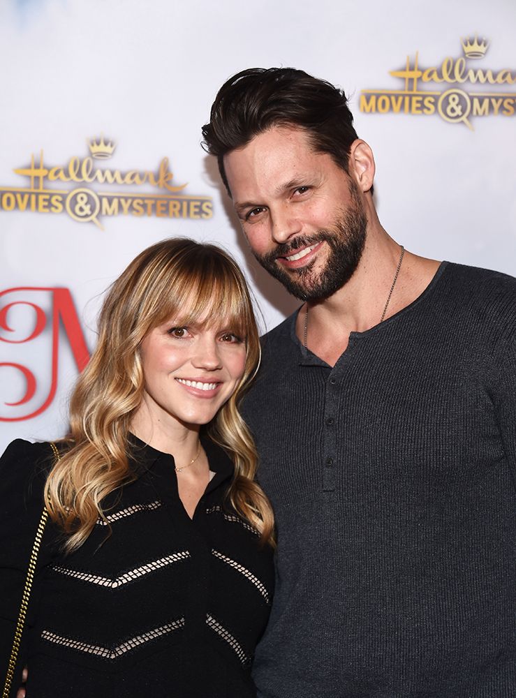 Justin Bruening (R) and actress Alexa Havins at the Hallmark Channel "Once Upon A Christmas Miracle" screening 