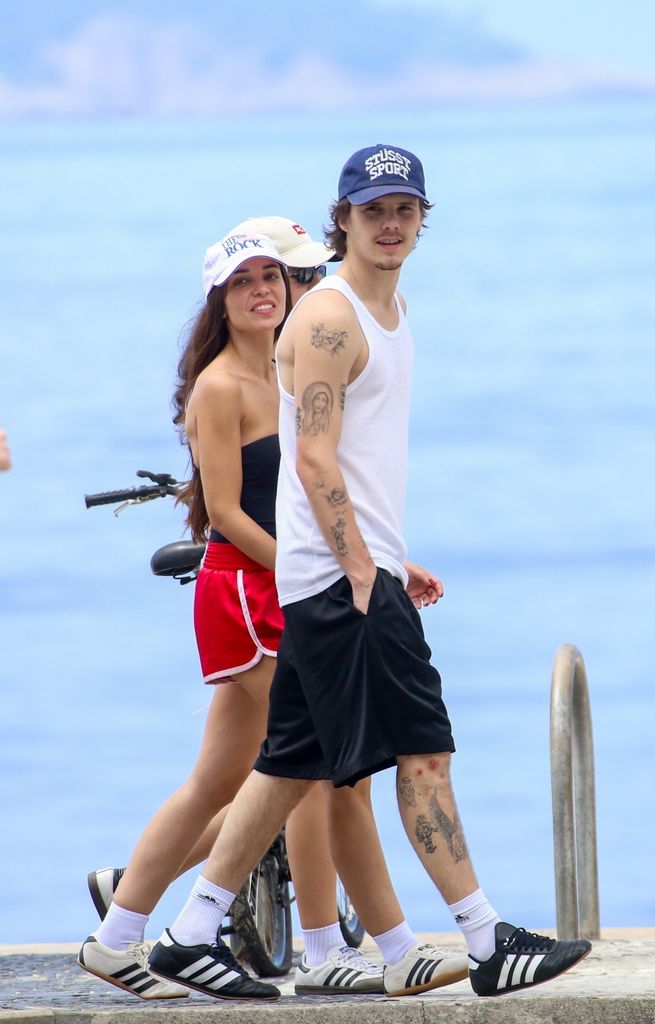 Cruz Beckham with his girlfriend, Jackie Apostel, strolling along Ipanema Beach in Rio