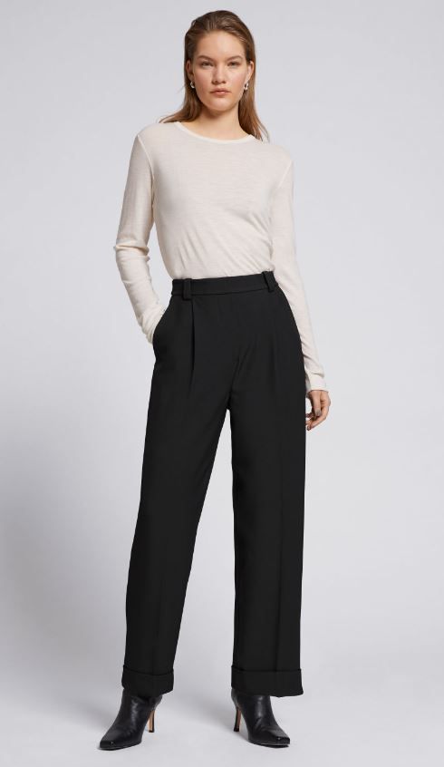 Tapered High Rise Trousers - Beige - High Waisted Trousers - Other Stories