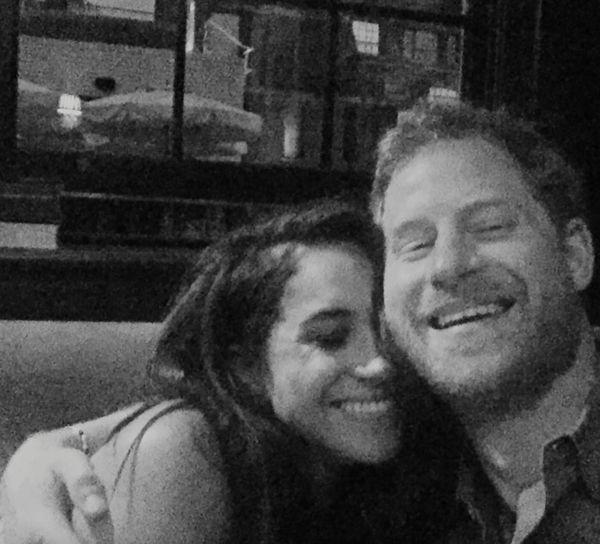 Prince Harry Meghan Markle posing black and white selfie from first date