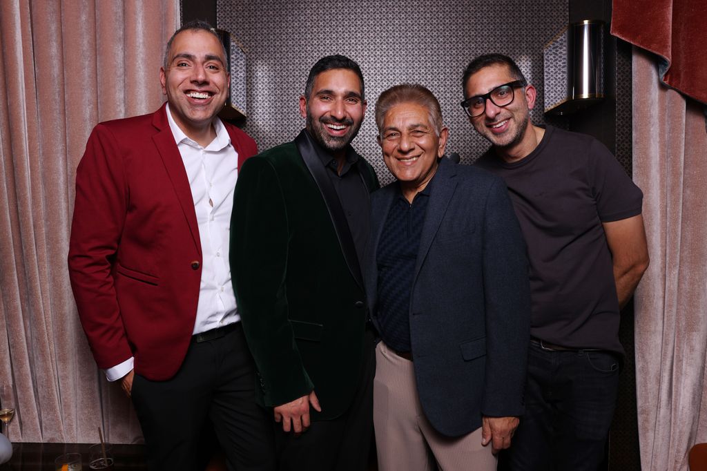 Umar, Baasit, Dad Sid and Raza Siddiqui, this year's stars of Channel 4's Gogglebox, gather together to celebrate the end of filming at a party in London