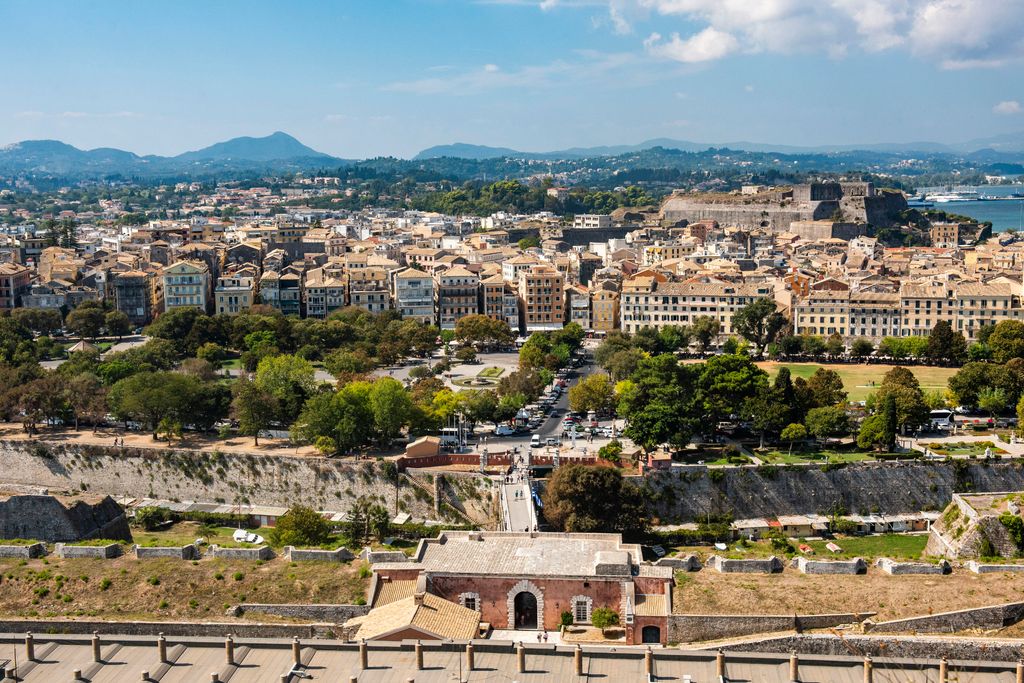 a view of Corfu Old Town from The Old Fortress
