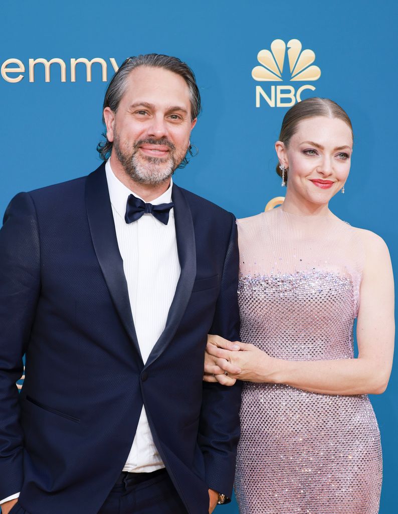 Thomas Sadoski and Amanda Seyfried arriving at the 74th Primetime Emmy Awards at the Microsoft Theater on Monday, September 12, 2022